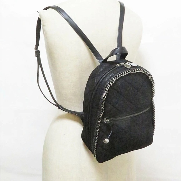 Stella McCartney Black Quilted Backpack with Silver Chain main image 5
